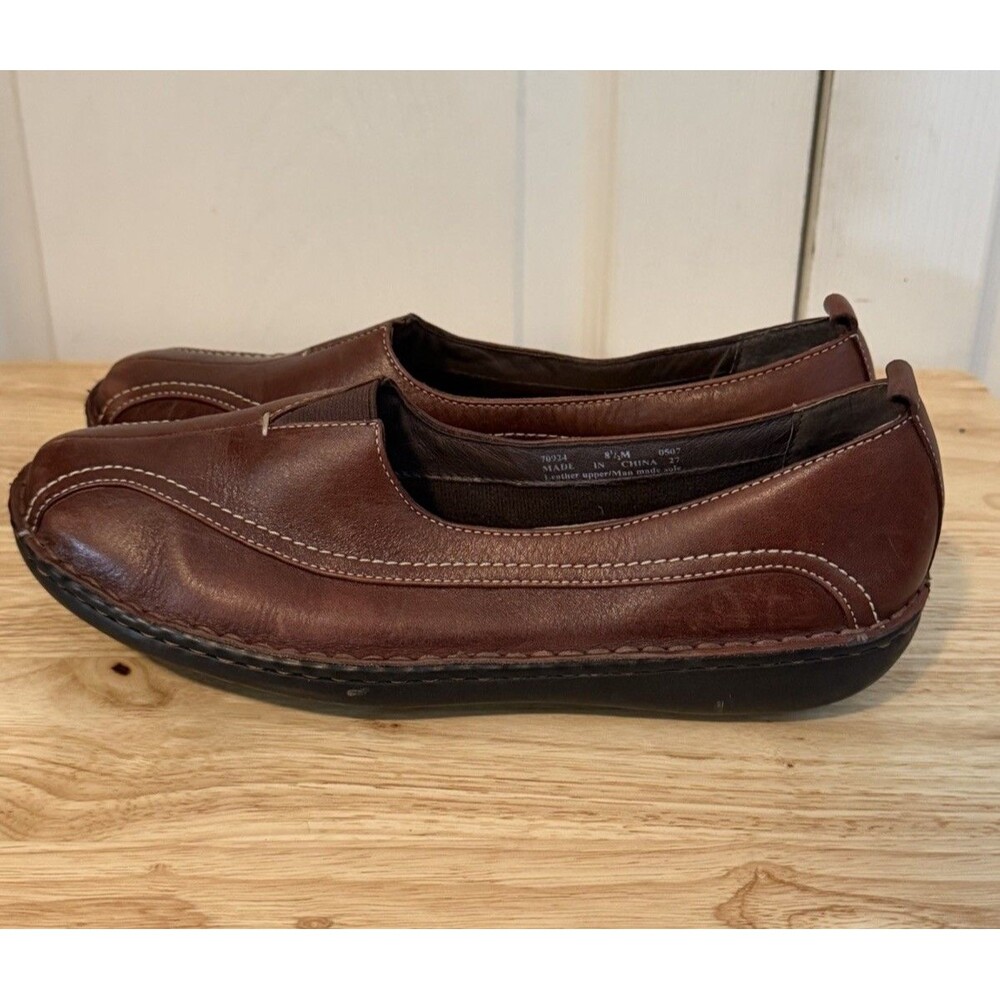 Clark's Collection Women's Brown Leather Comfort Shoes Sz 8.5M
